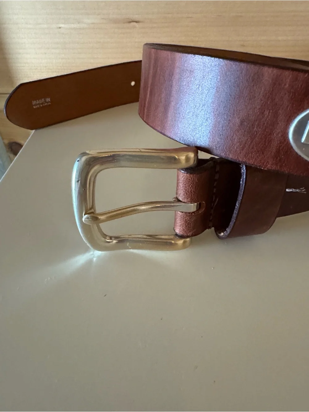 LSU Tigers smooth brown leather belt with LSU metal conches Size 34